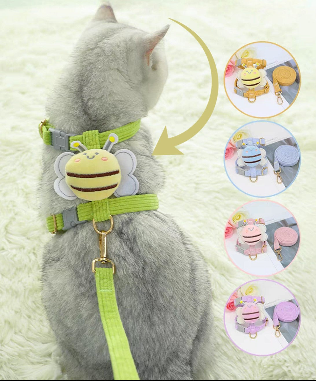 Bee Shape Cat Harness Traction Rope