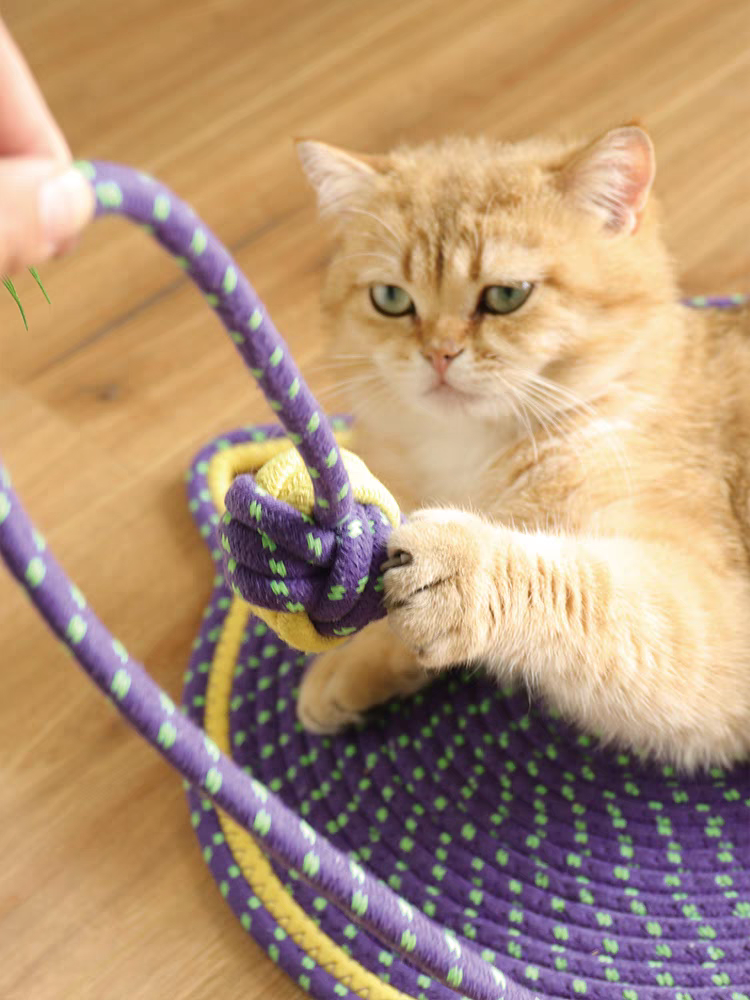 Ball integrated cat scratching mat